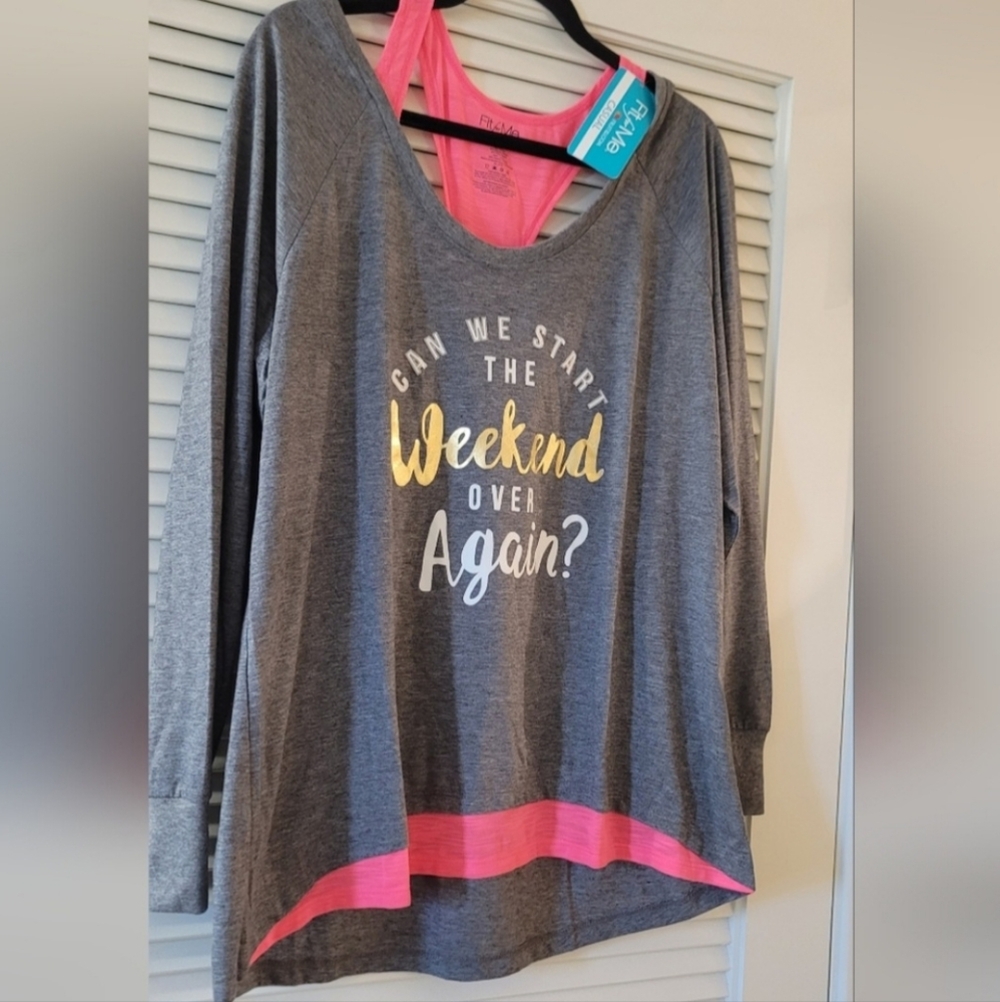 Fruit of the Loom - (NWT) (Plus-Size) Long-Sleeve Faux Rackerback Graphic…